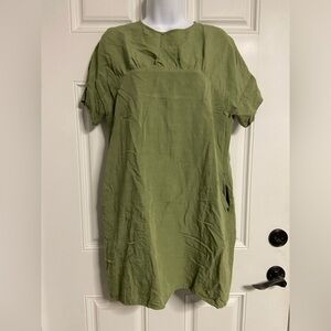 T31a- OUR SECOND NATURE Olive Green Stretch Shift Dress